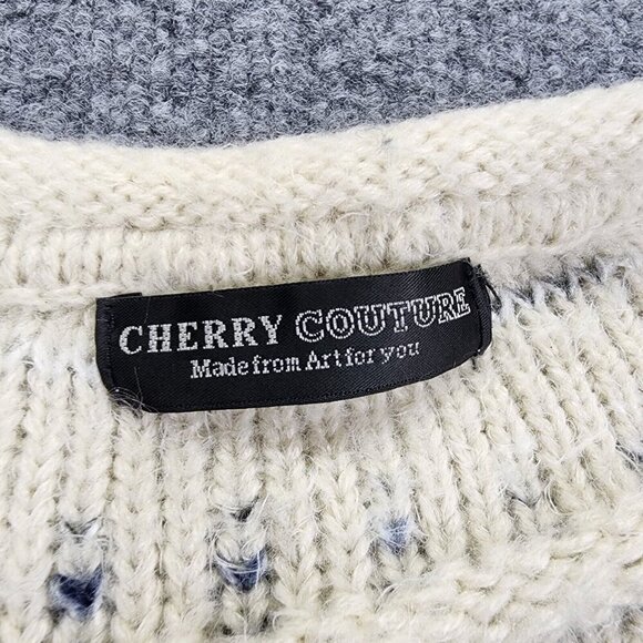 Cherry‎ Couture Made From Art For You Knit Wool Blend Sweater Fringe Boho - Picture 7 of 15